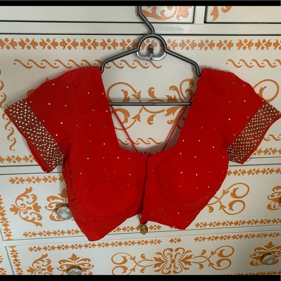 Pure chiffon heavy stones work saree and blouse - Picture 5 of 6